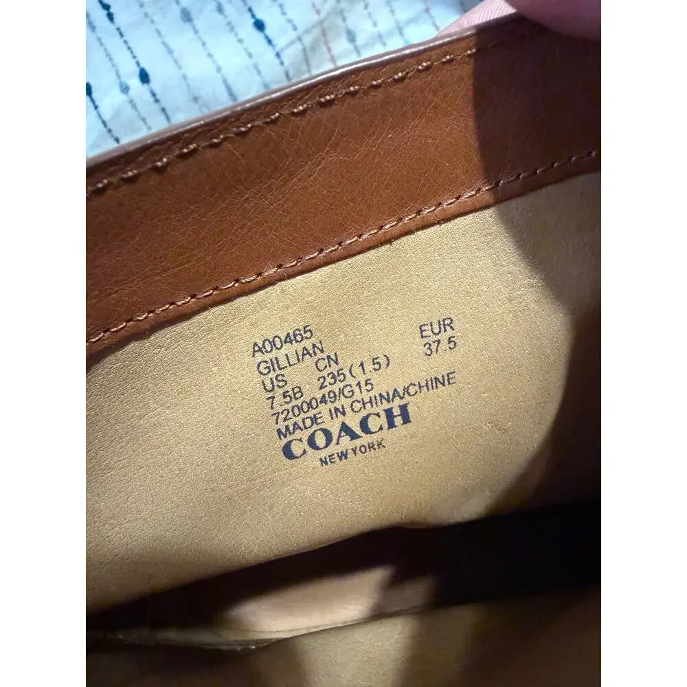 COACH Gillian Moto Ankle Boot Brown Leather Gold Buckle Size 7.5 Women’s